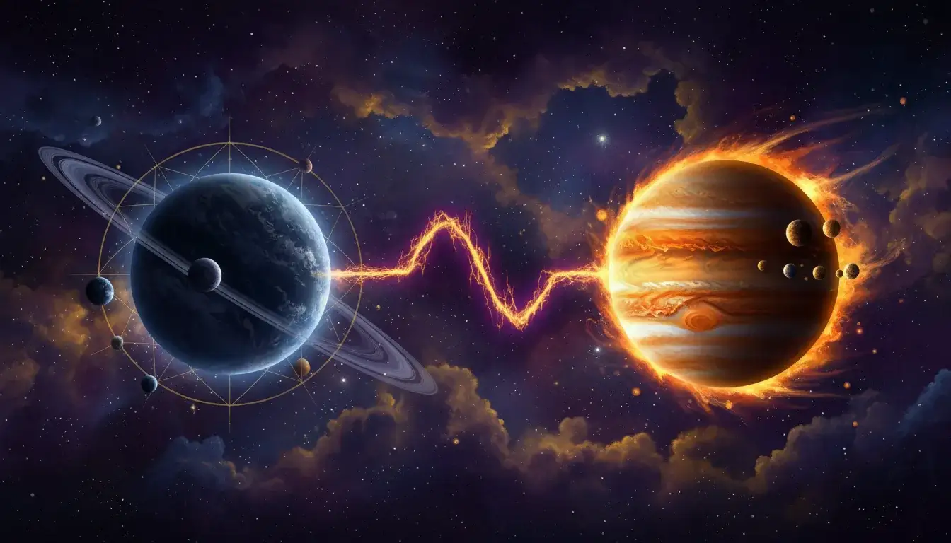 Saturn opposite Jupiter: Tension between expansion and limits