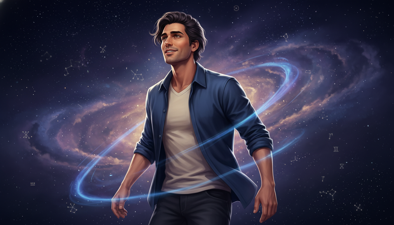 Gemini Man Zodiac Sign Overview 
  Gemini is the third sign of the zodiac cycle. — cosmic astrology digital illustration