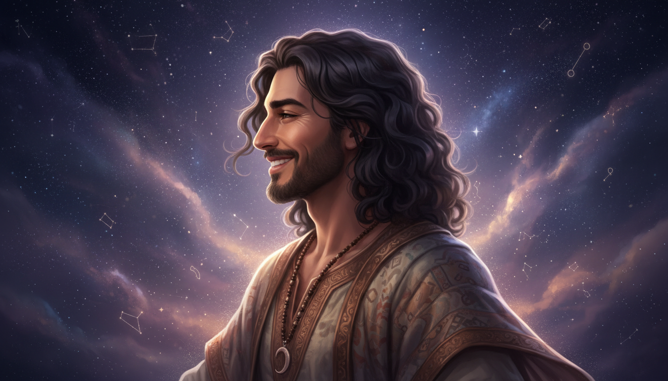 Libra Man in Love 
  A Libra man in love becomes attentive and romantic. He inve — cosmic astrology digital illustration
