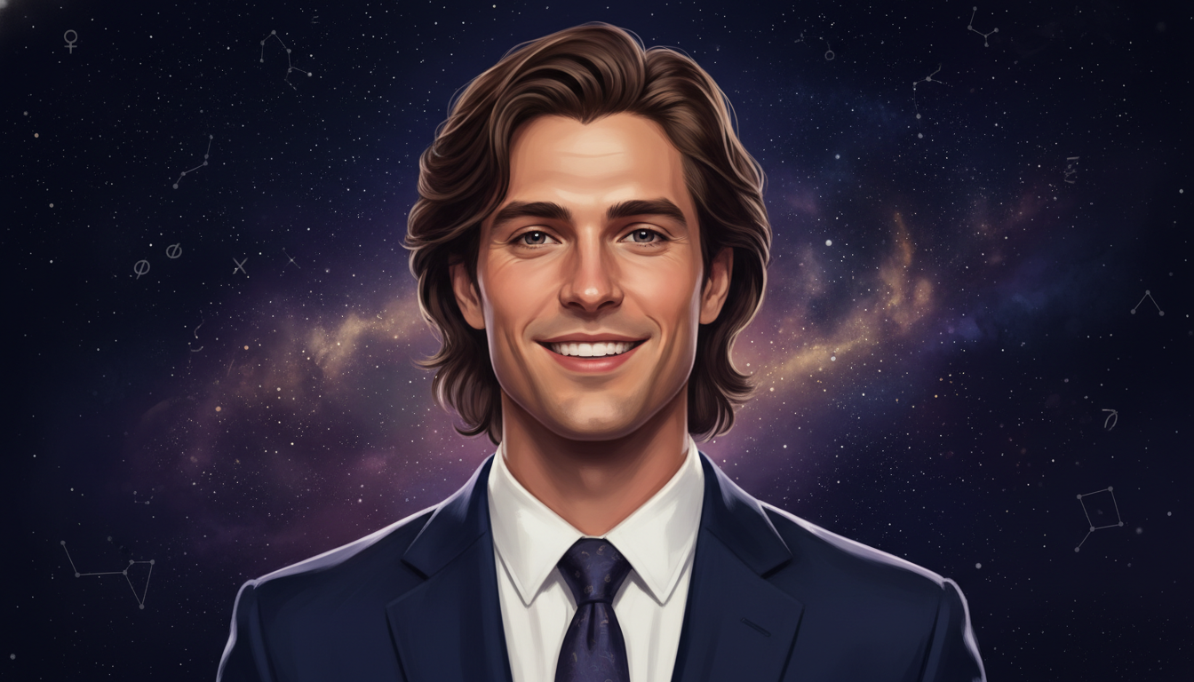 Libra Man and Sex 
  Venus influence adds sensuality to the Libra man in bed. He — cosmic astrology digital illustration