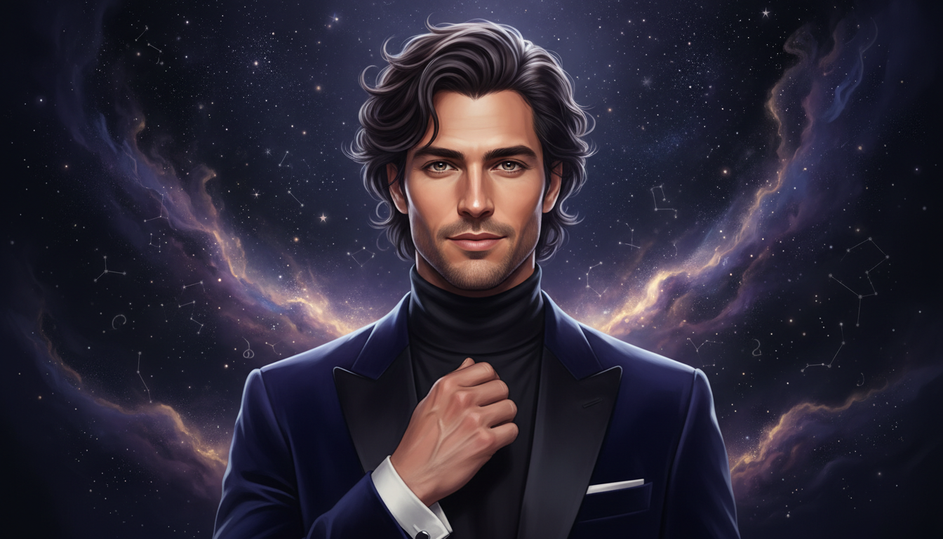 Libra Man in Relationships 
  In relationships, the Libra man personality seeks  — cosmic astrology digital illustration
