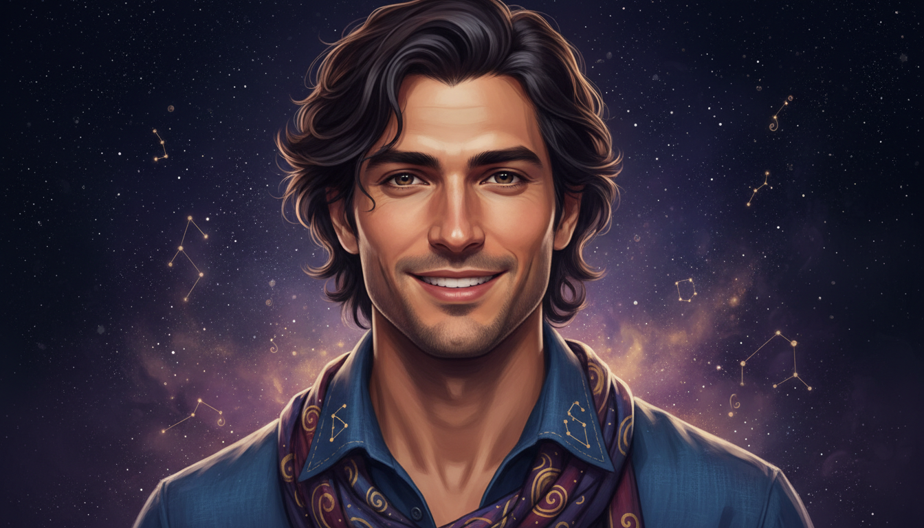 Libra Man Communication Style 
  Communication defines the Libra man personality — cosmic astrology digital illustration