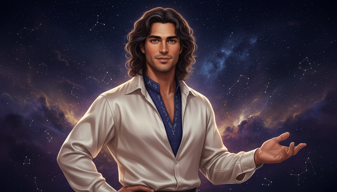 Libra Man and Friendship 
  Friendship matters greatly to the Libra zodiac man.  — cosmic astrology digital illustration