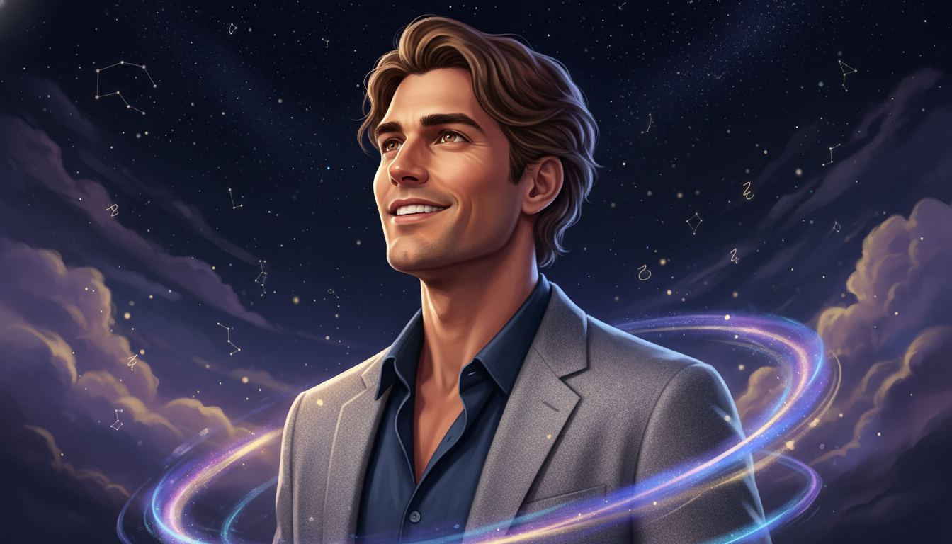 Leo Man Zodiac Sign Overview – Dates, Element, Ruling Planet & Symboli — cosmic astrology digital illustration