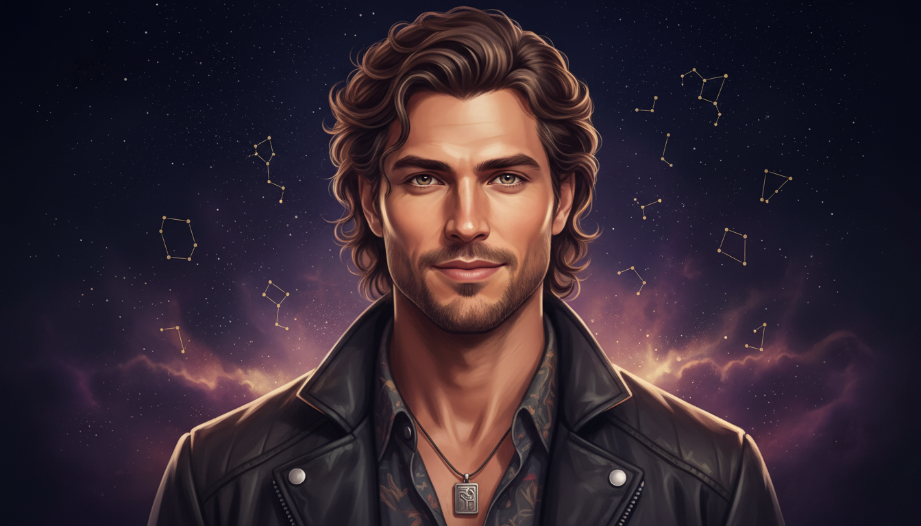Leo Man in Marriage 
  In marriage, a Leo man takes leadership naturally. He val — cosmic astrology digital illustration