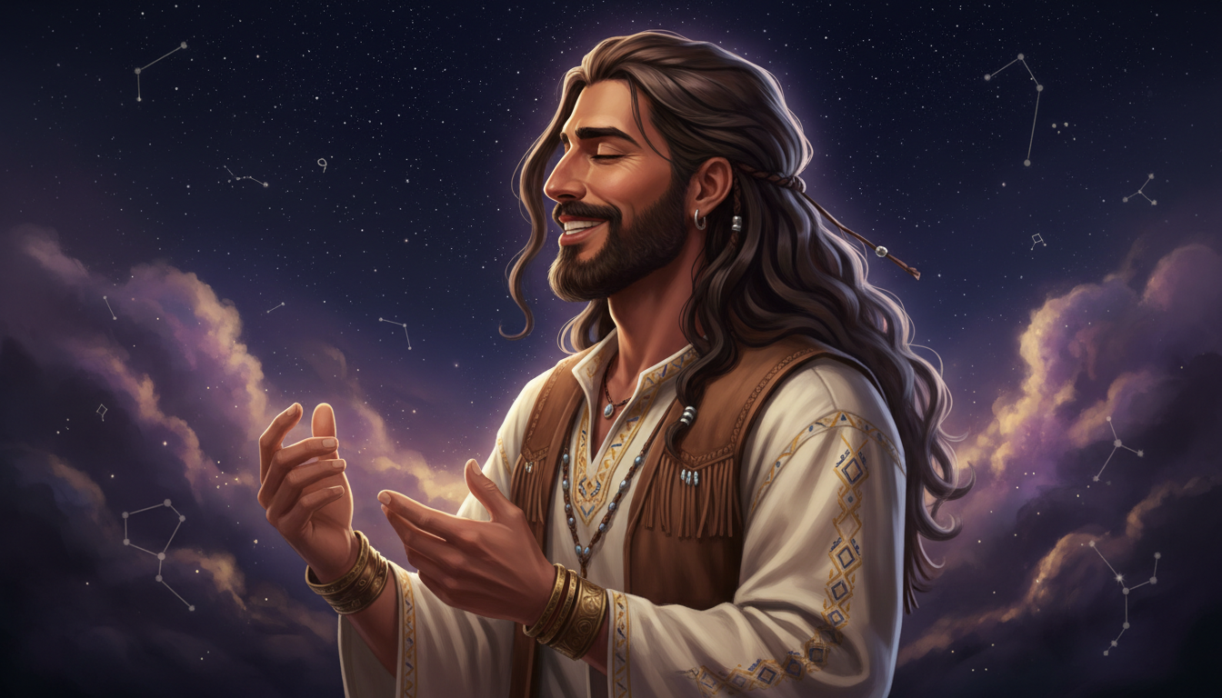 Sagittarius Man and Career 
  Sagittarius Man at Work 
  The Sagittarius man pre — cosmic astrology digital illustration