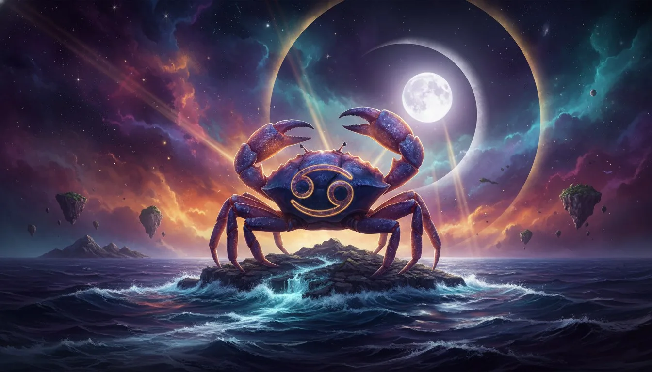Cancer Man Personality Traits: Unveiling the Emotional & Loyal Zodiac Male. Disc — cosmic astrology digital illustration