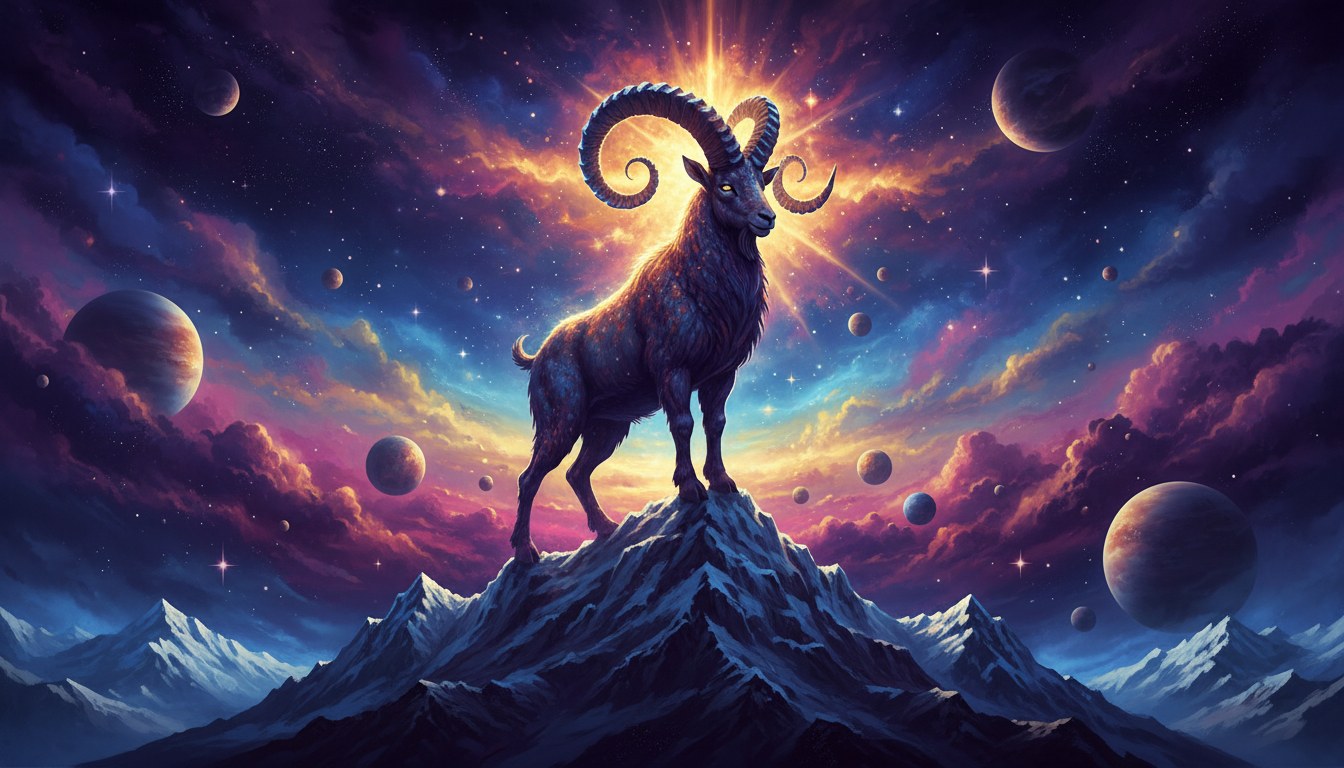 Capricorn Man Personality: Unpacking the Ambitious & Disciplined Zodiac Sign. Di — cosmic astrology digital illustration