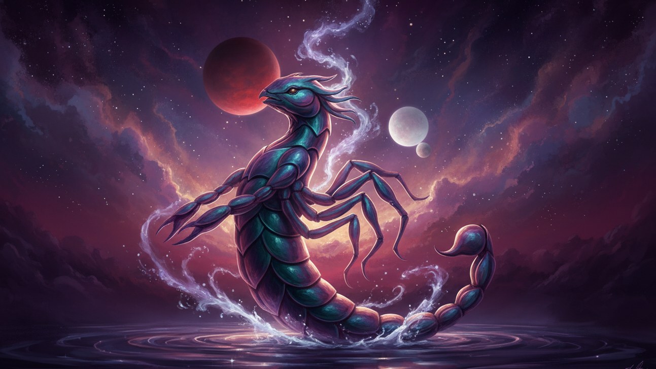 Scorpio Woman and Pisces Man Compatibility: Love, Sex, and Emotional Connection. — cosmic astrology digital illustration